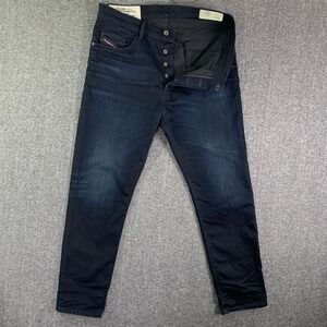Diesel Jeans Men 36x29 D-EETAR Tapered Button Fly Dark Wash Italian Fabric